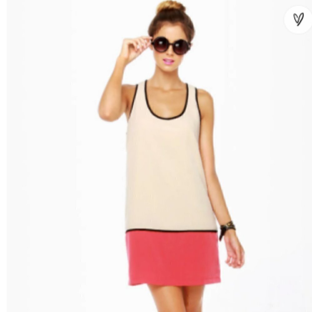 Lulus Black Sheep Moon Powder Color Block Shift Tank Dress, size XS